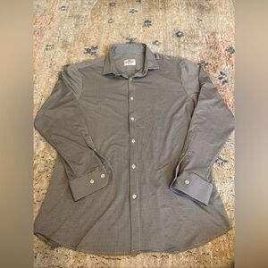 MIZZEN+MAIN Shirt Men's 2XL Button Down Long Sleeve Black Gray Plaid Performance